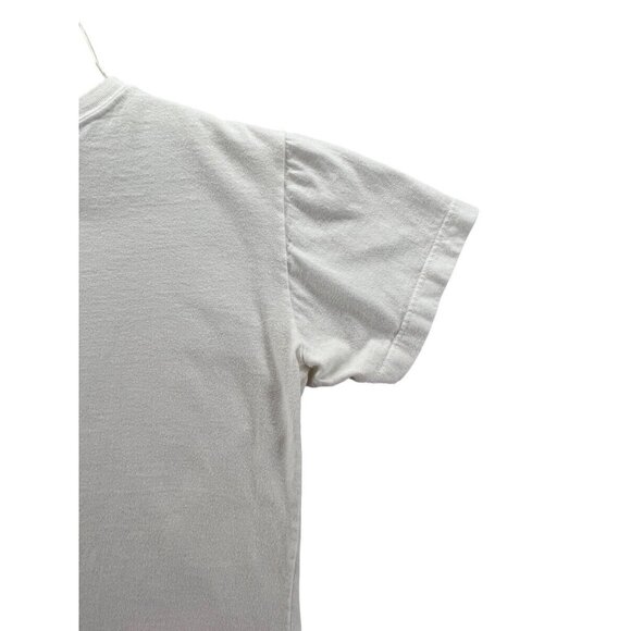 Vintage Adidas Medium White Crop T-Shirt With Blue Logo Graphic & Iconic Brandin - Picture 7 of 9